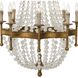 Frosted Crystal Bead 8 Light 28 inch Antique Gold Chandelier Ceiling Light