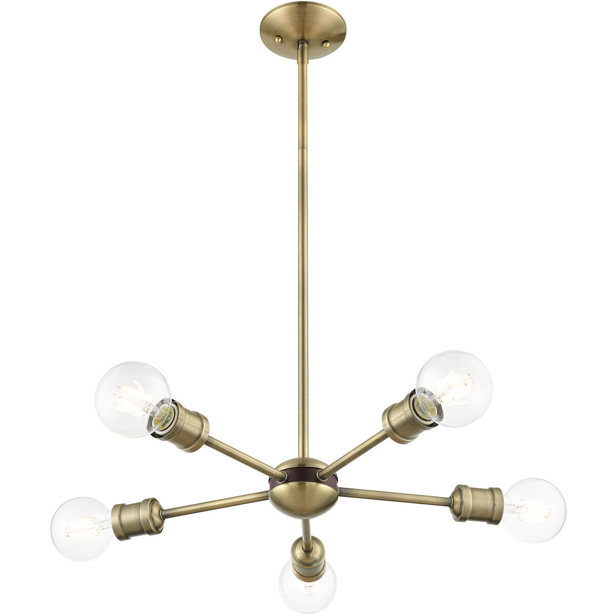 Lansdale 5 Light 19 inch Antique Brass with Bronze Accents Chandelier Ceiling Light
