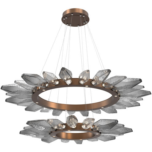 Rock Crystal LED Burnished Bronze Chandelier Ceiling Light, Radial Ring Two Tier