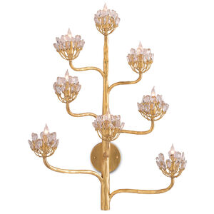 Agave Americana 8 Light 25 inch Dark Contemporary Gold Leaf Wall Sconce Wall Light, Marjorie Skouras Collection