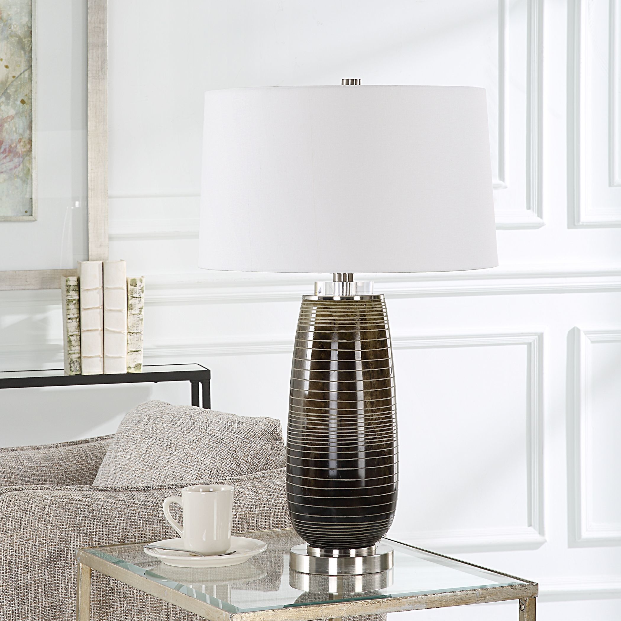 Alamance 28 inch 150.00 watt Light to Dark Rustic Bronze and Brushed Nickel Table Lamp Portable Light