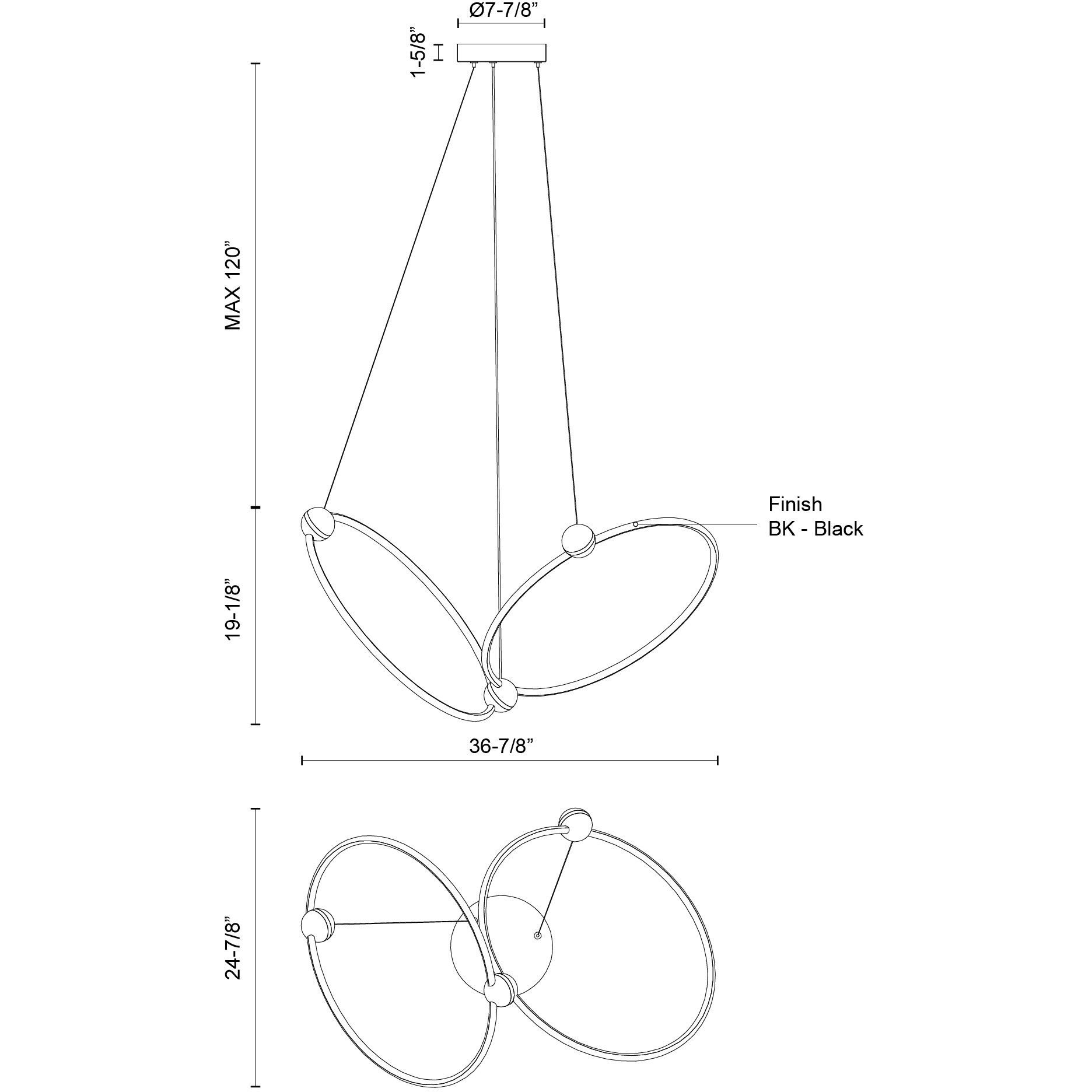 Isho LED 24.88 inch Black Chandelier Ceiling Light