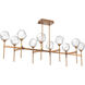 Gem LED Novel Brass Linear Pendant Ceiling Light in Clear, 2700K LED
