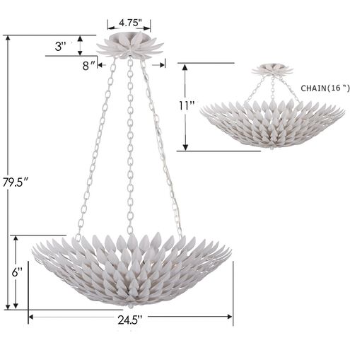 Broche 6 Light 24.5 inch Matte White Chandelier Ceiling Light