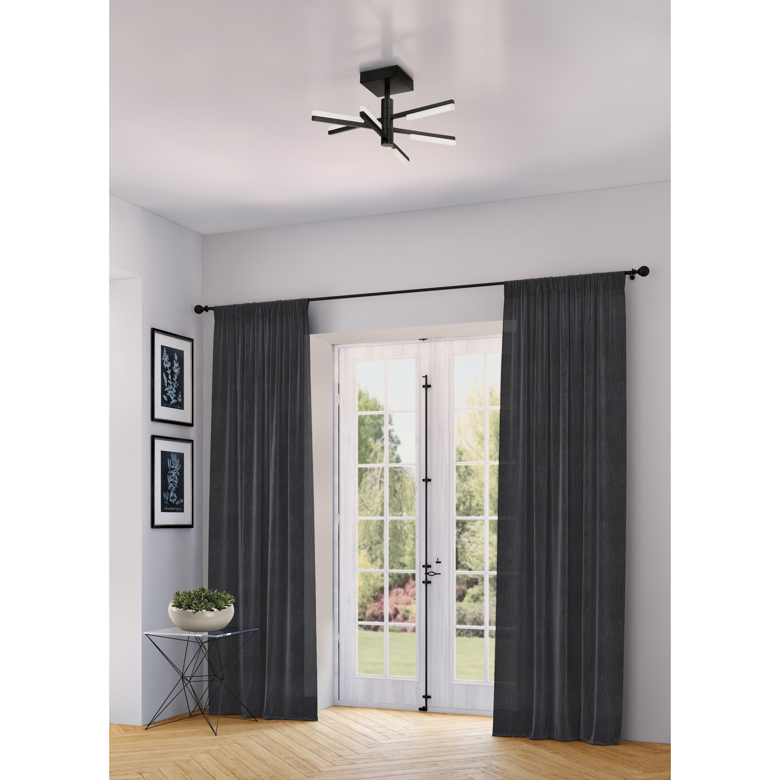 Stix LED 18 inch Black Semi-Flush Mount Ceiling Light