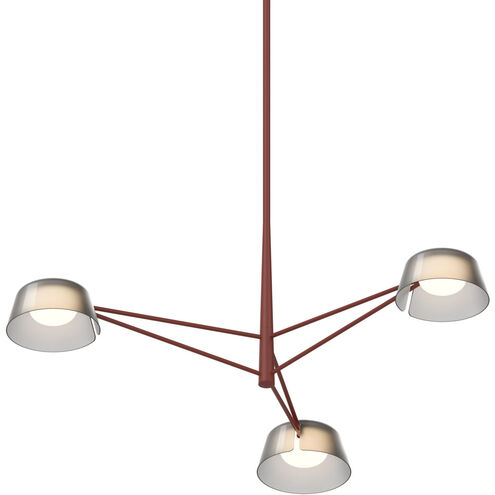 Ray LED 35.75 inch Oxide Red and Smoked Etched Chandelier Ceiling Light