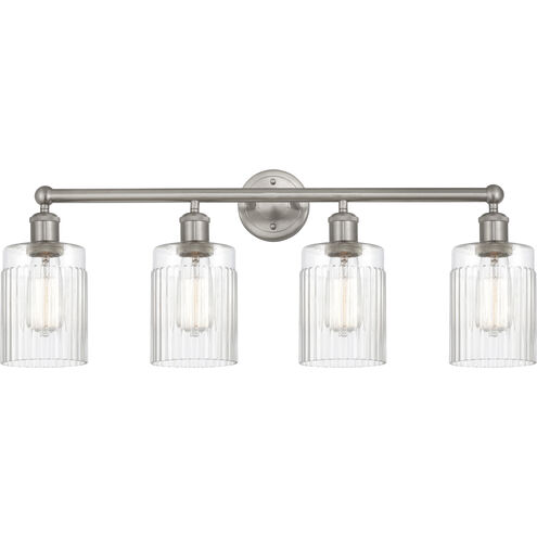 Edison Hadley 4 Light 32 inch Brushed Satin Nickel Bath Vanity Light Wall Light in Clear Glass
