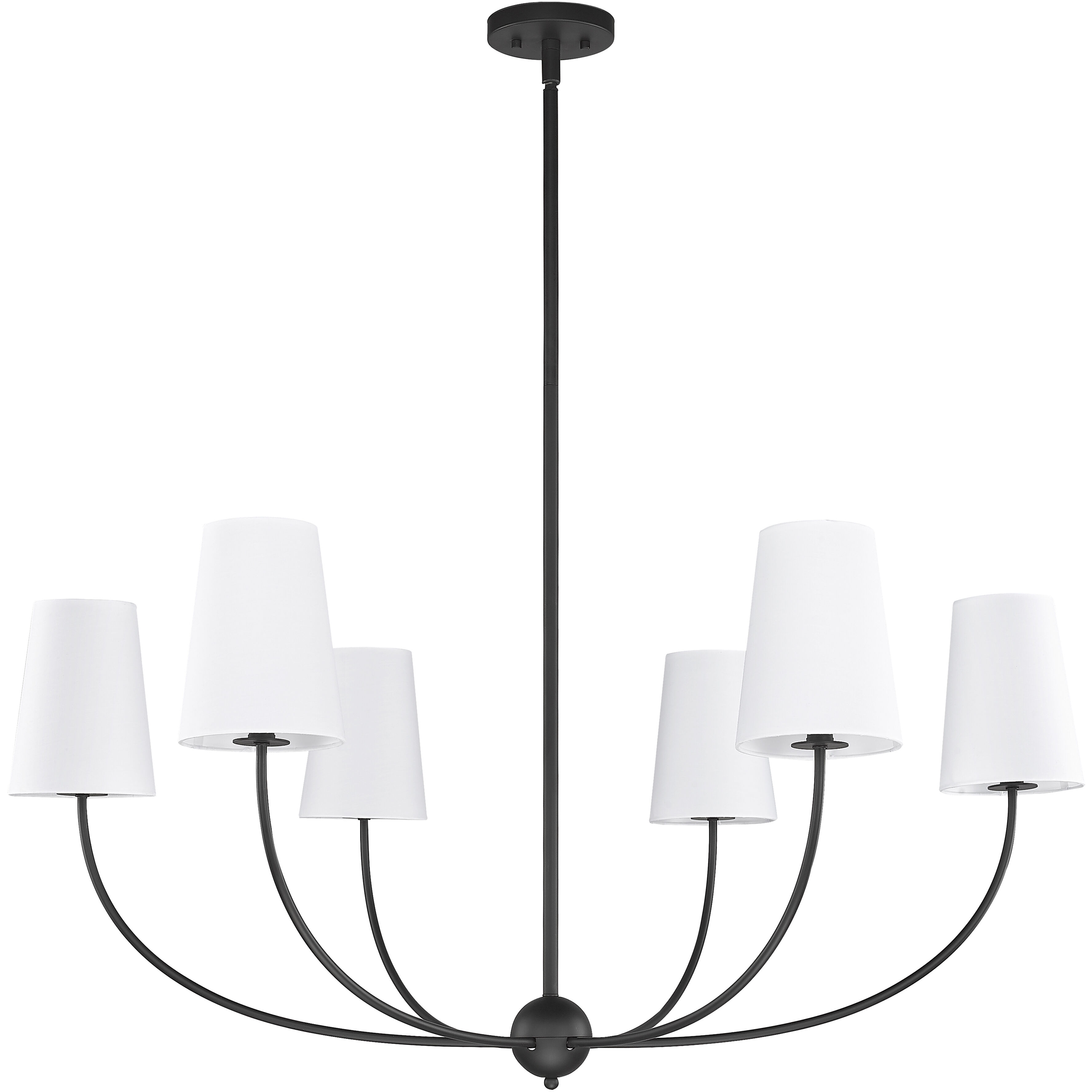 Shannon 6 Light 42 inch Matte Black Chandelier Ceiling Light