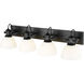 Hines 4 Light 34.5 inch Matte Black Bath Vanity Light Wall Light in Opal Glass