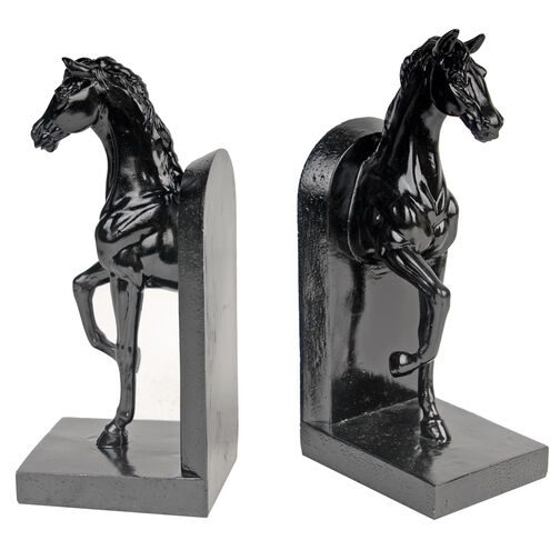 Trotting Horse 5 inch Black Bookends, Set of 2