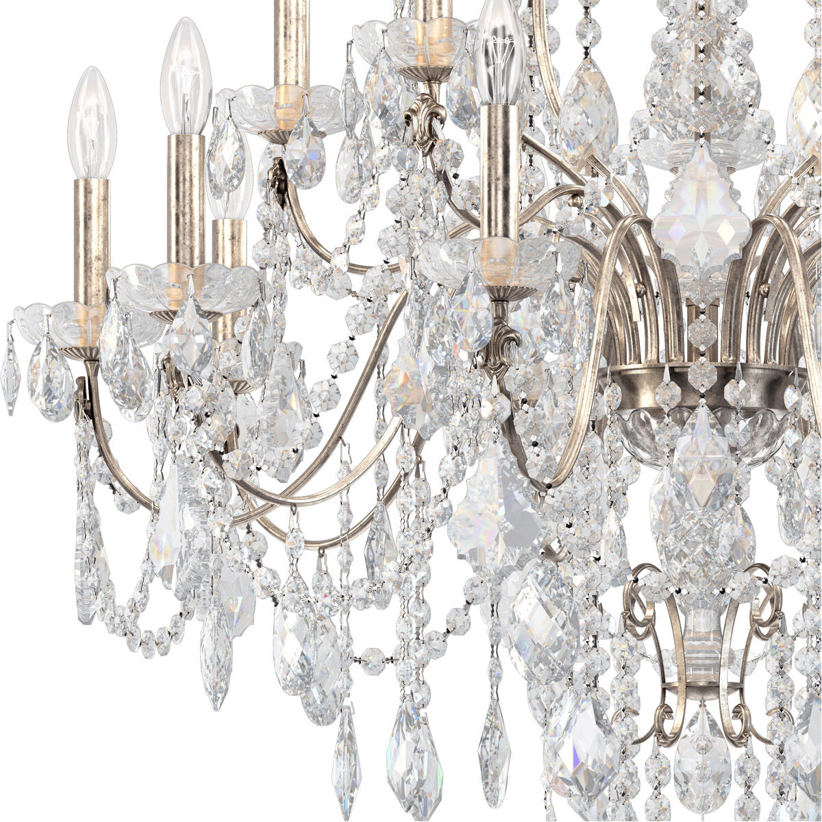 Century 20 Light 37 inch Antique Silver Chandelier Ceiling Light