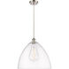 Ballston Dome 1 Light 16 inch Brushed Satin Nickel Pendant Ceiling Light in Clear Glass