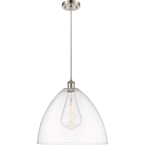 Ballston Dome 1 Light 16 inch Brushed Satin Nickel Pendant Ceiling Light in Clear Glass