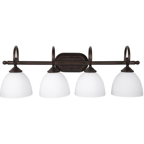 Raleigh 4 Light 31 inch Old Bronze Vanity Light Wall Light in White Glass, Jeremiah