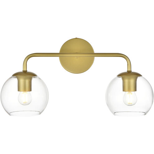 Genesis 2 Light 19 inch Brass Bath Sconce Wall Light
