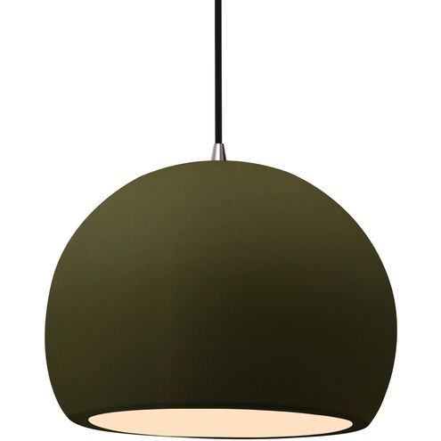 Radiance 1 Light 12.25 inch Matte Green and Brushed Nickel Pendant Ceiling Light