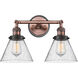 Franklin Restoration Large Cone 2 Light 18 inch Antique Copper Bath Vanity Light Wall Light in Seedy Glass