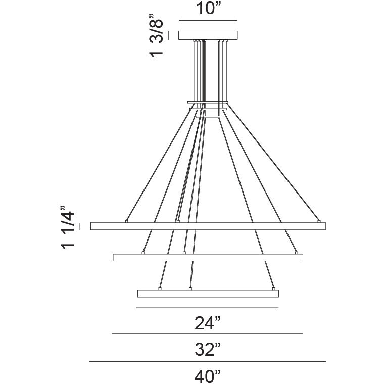 O'hara LED 40 inch Matte Black Chandelier Ceiling Light