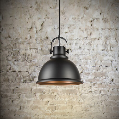 Harmon 1 Light 12 inch Black Cord-Hung Metal Shade Pendant Ceiling Light