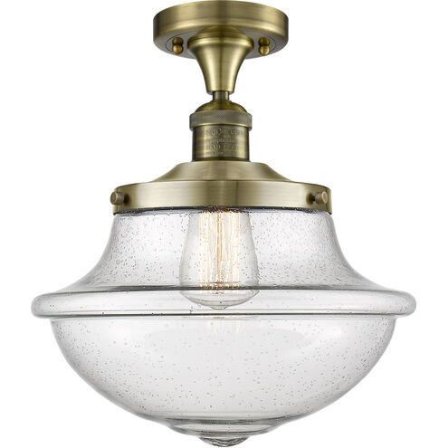 Franklin Restoration Large Oxford 1 Light 12 inch Antique Brass Semi-Flush Mount Ceiling Light, Franklin Restoration