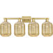 Preston 4 Light 36 inch Brushed Brass Bath Vanity Light Wall Light in Mercury Glass