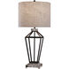 Windsor 38 inch 100.00 watt Black and Clear with Heathered Oatmeal Table Lamp Portable Light
