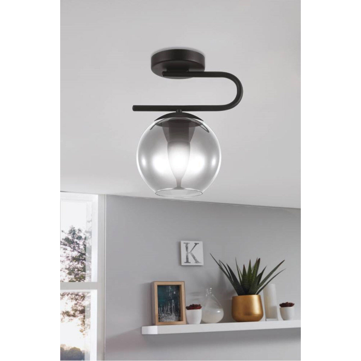 Marojales 1 Light 8.86 inch Matte Black Semi-Flush Mount Ceiling Light