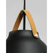 Nordic 1 Light 14.25 inch Tan Leather and Black Single Pendant Ceiling Light