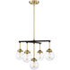Mid-Century Modern 5 Light 22 inch Oil Rubbed Bronze with Natural Brass Chandelier Ceiling Light