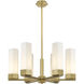 Claverack 6 Light 28.38 inch Brushed Brass Chandelier Ceiling Light in Matte White Glass