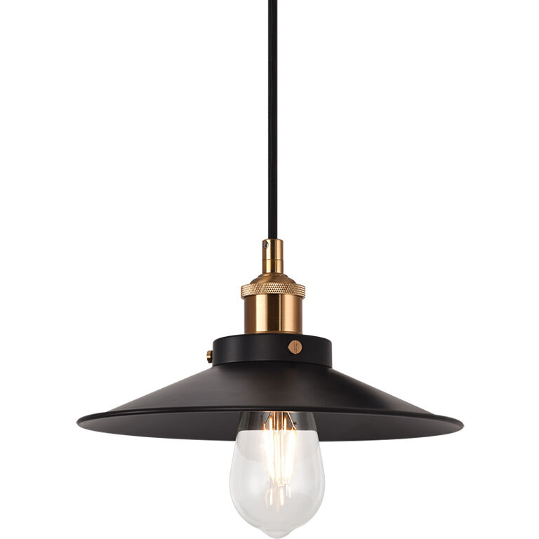Bulstrode's Workshop 1 Light 11 inch Aged Gold Brass Pendant Ceiling Light in Aged Gold Brass and Black