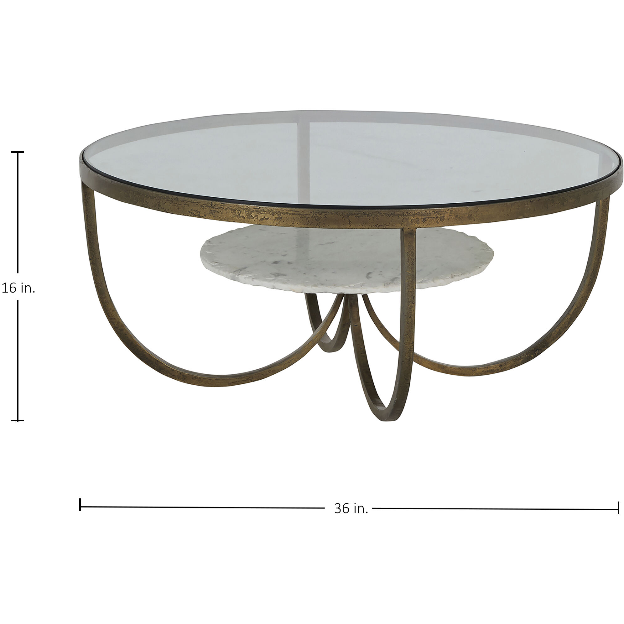 Wilbur 36 X 36 inch Forged Champagne and Ivory Marble Coffee Table