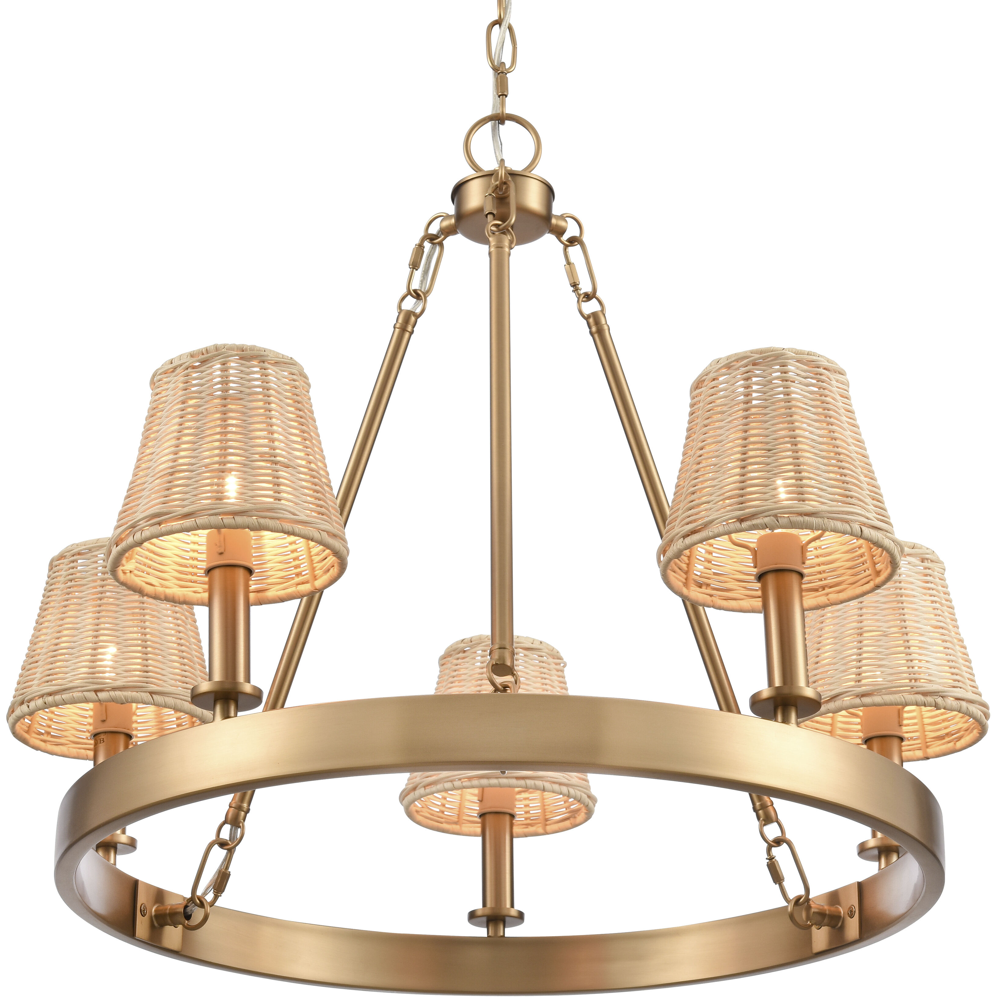 Rydell 5 Light 24.5 inch Brushed Gold Chandelier Ceiling Light