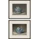 Vintage Blue and Brown and Metallic and White Framed Art