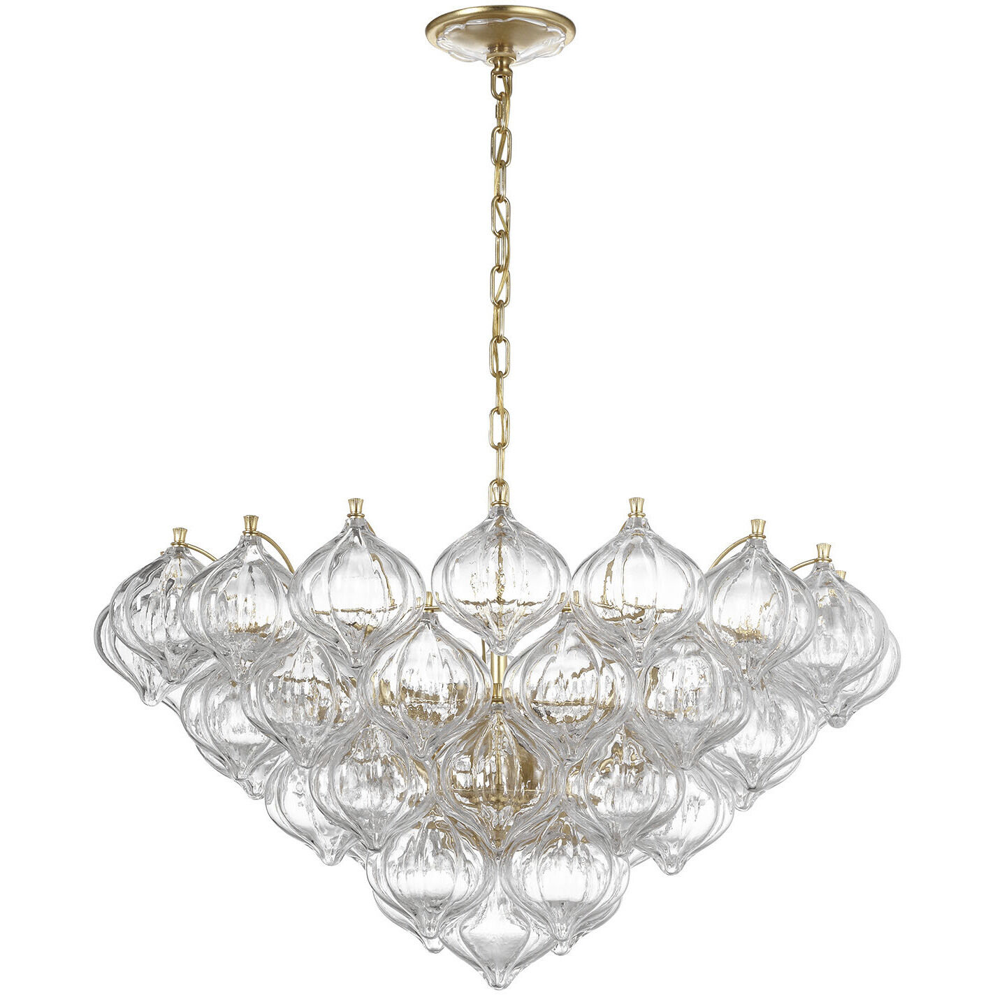 Julie Neill Caselli LED 35.5 inch Gild Basket Chandelier Ceiling Light in Clear Glass