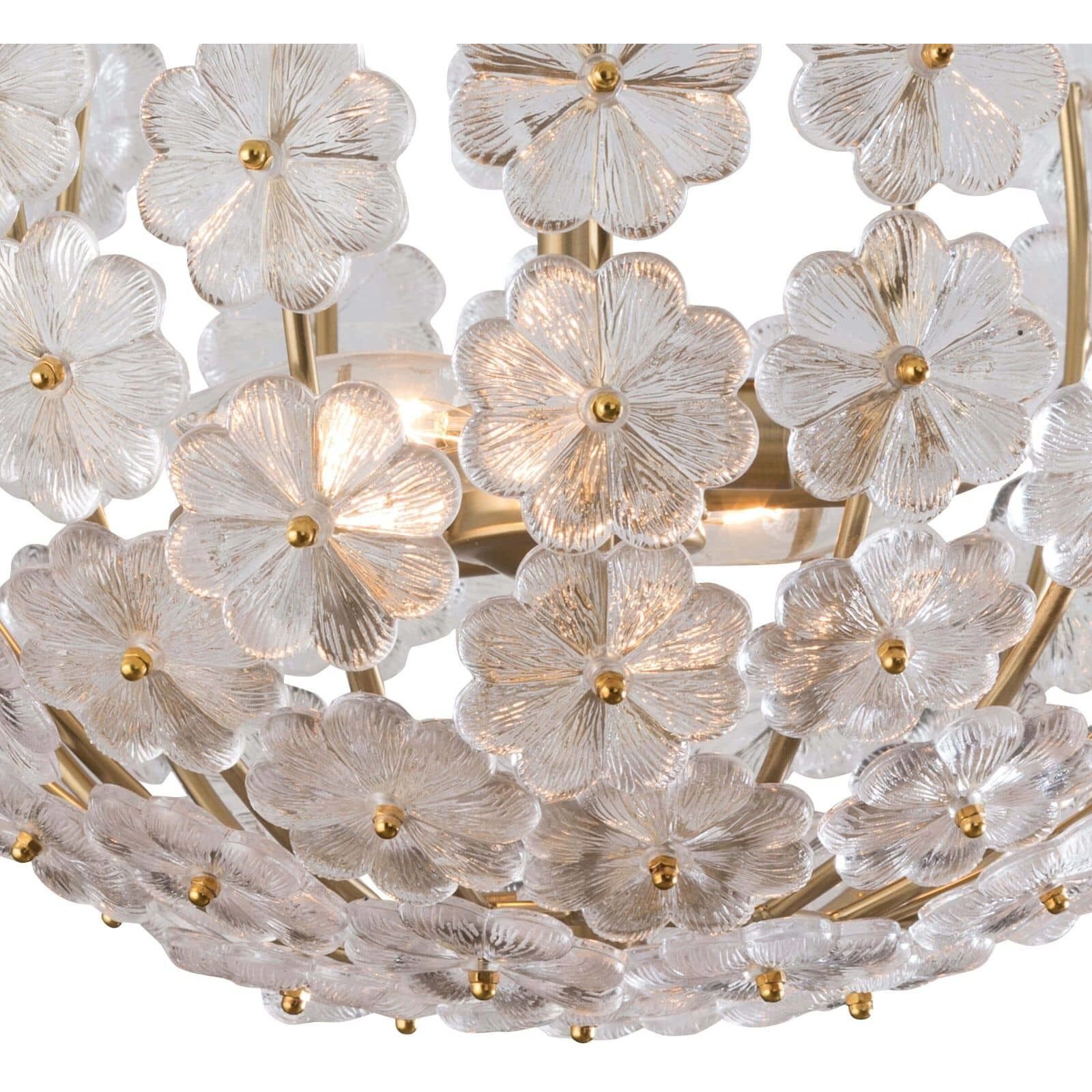 Charlotte 2 Light 15.5 inch Natural Brass Flush Mount Ceiling Light, Semi Flush Mount