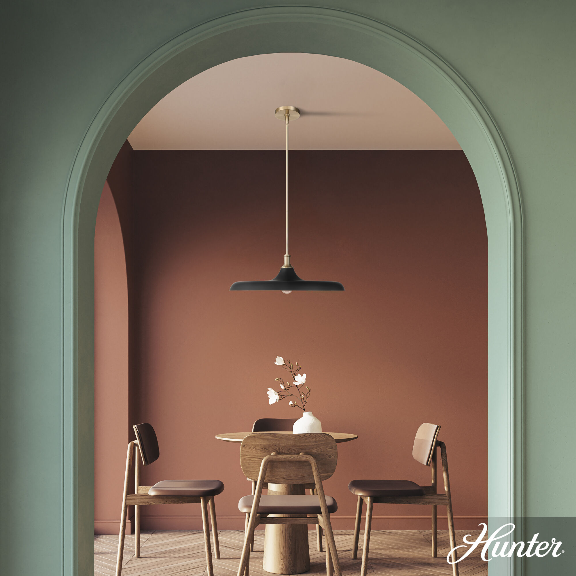 Moriso 1 Light 22 inch Matte Black and Modern Brass Pendant Ceiling Light, Large