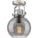 Newton Sphere 1 Light 8 inch Satin Nickel Flush Mount Ceiling Light in Plated Smoke Glass