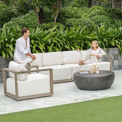 Remsen Weathered Gray and Oyster White Outdoor Sofa