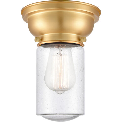 Aditi Dover LED 6 inch Satin Gold Flush Mount Ceiling Light in Seedy Glass, Aditi