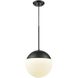 Hopewell Rocks CCT LED 10 inch Ebony Pendant Ceiling Light in Half Opal Glass