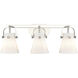 Pilaster II Cone 3 Light 26.5 inch Polished Nickel Bath Vanity Light Wall Light in Matte White Glass