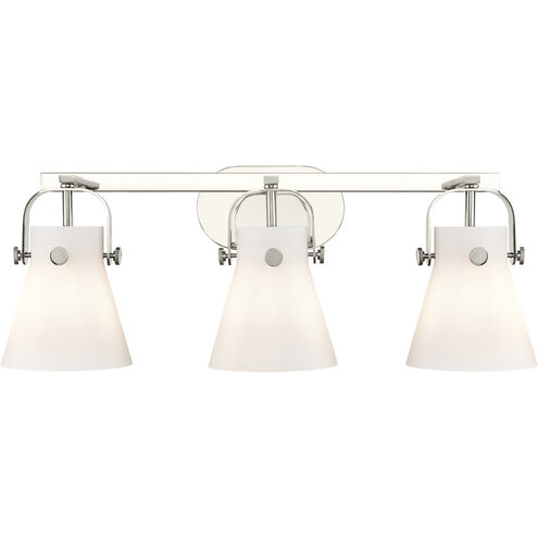 Pilaster II Cone 3 Light 26.5 inch Polished Nickel Bath Vanity Light Wall Light in Matte White Glass