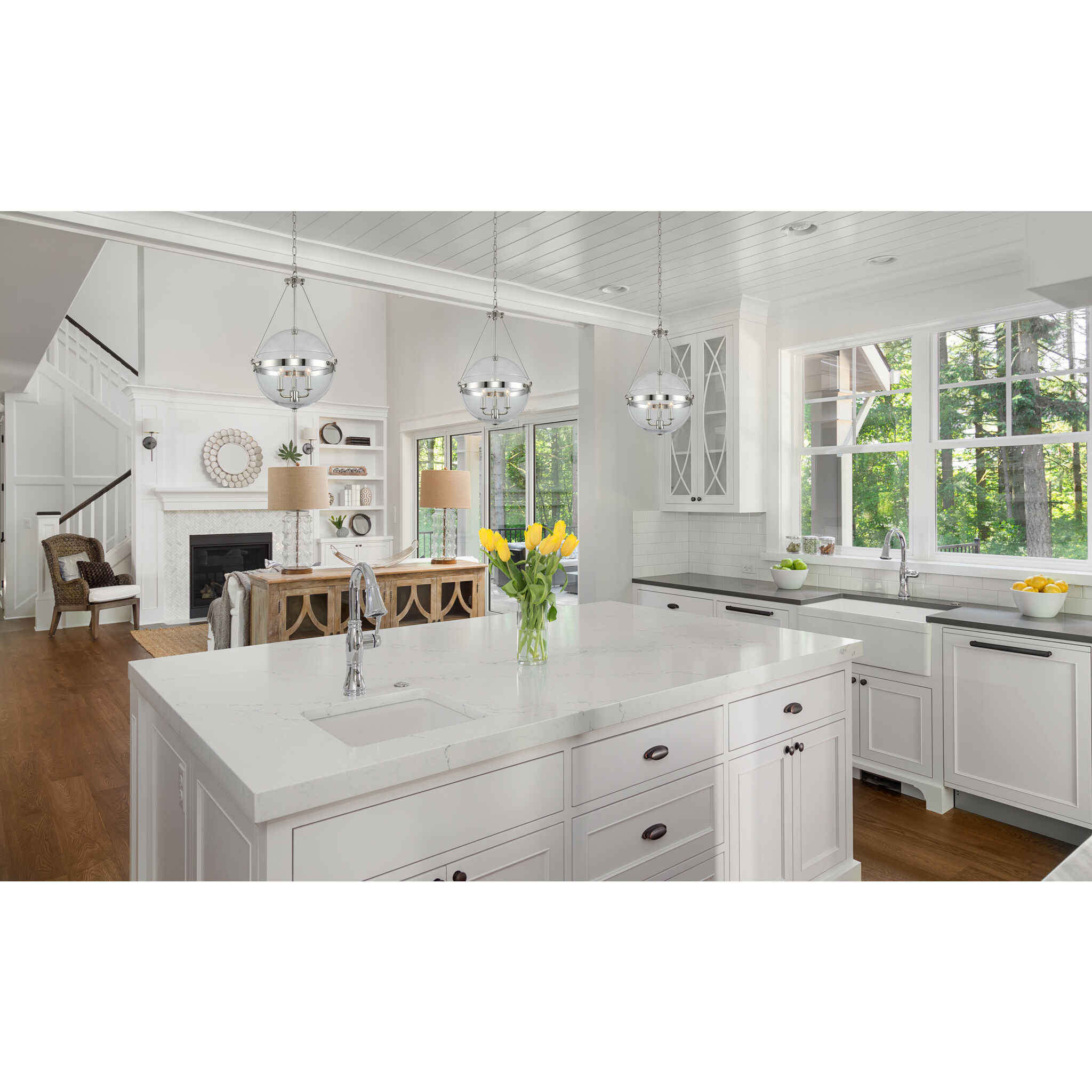 Covington 3 Light 17 inch Polished Nickel Pendant Ceiling Light