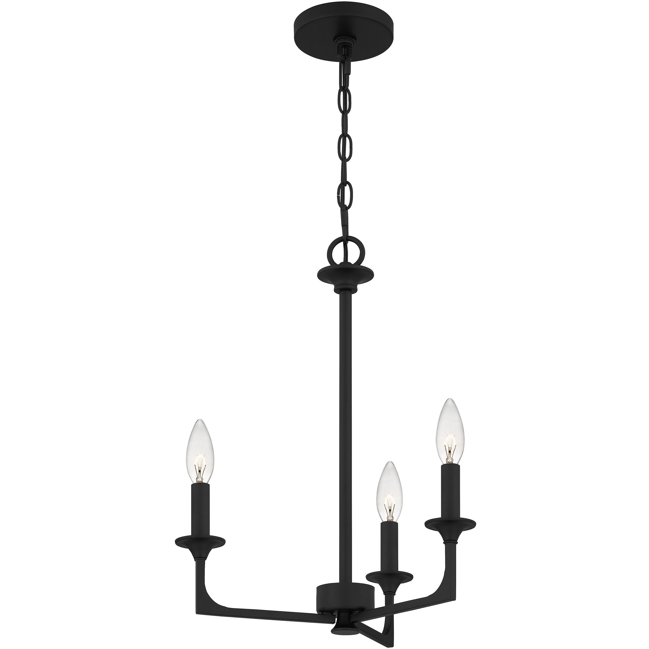 Prescott 3 Light 16 inch Matte Black Chandelier Ceiling Light