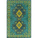 Pazar 102 X 66 inch Teal, Navy, Lime, Dark Green Rug