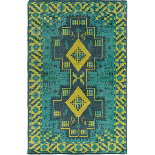 Pazar 102 X 66 inch Teal, Navy, Lime, Dark Green Rug