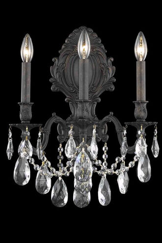 Monarch 3 Light 14 inch Dark Bronze Wall Sconce Wall Light in Royal Cut
