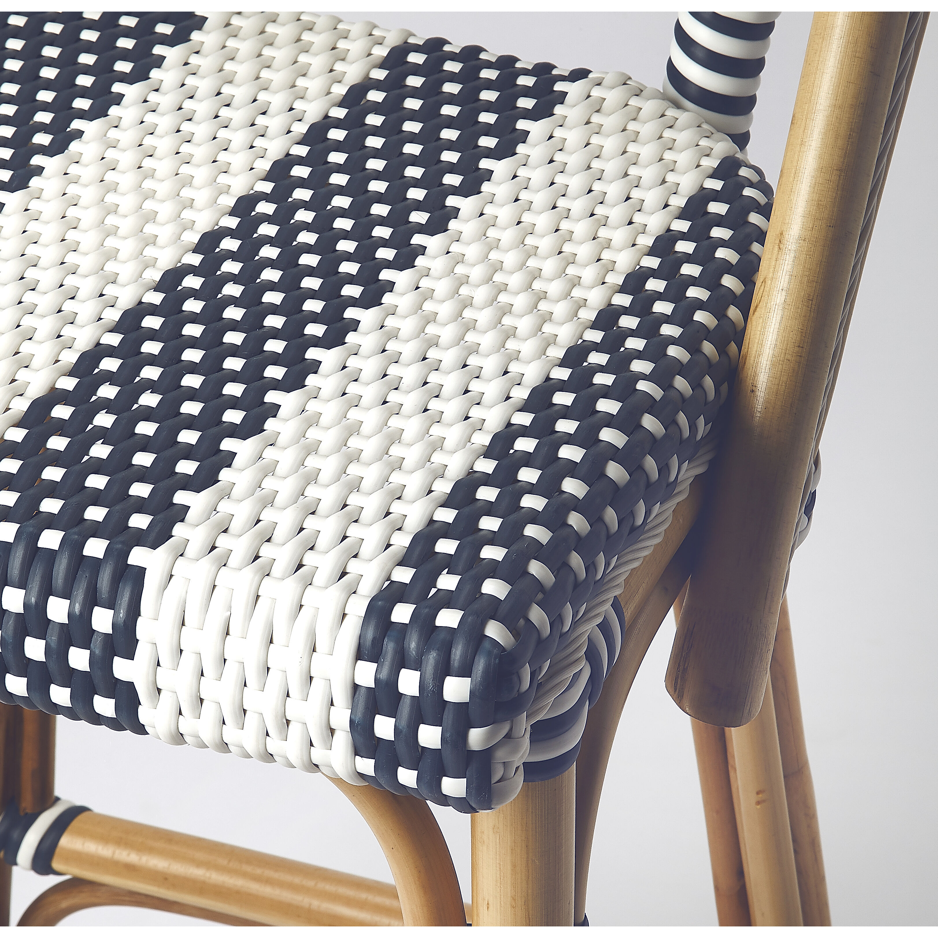 Designer'S Edge Lila Blue & White Stripe Rattan 41 inch Blue Barstool