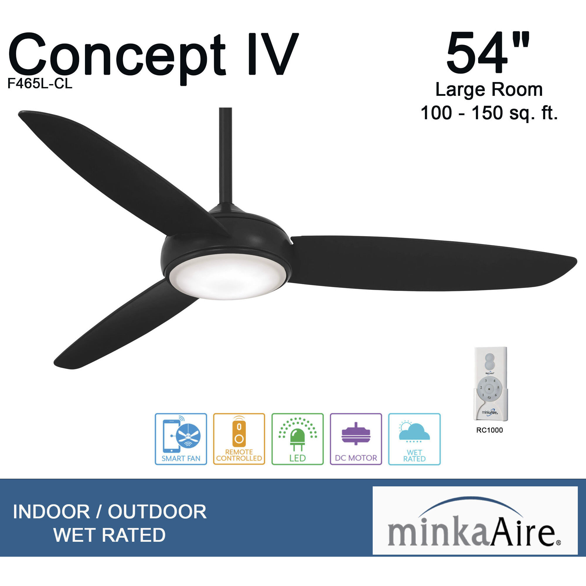 Concept IV 54 inch Coal Outdoor Ceiling Fan